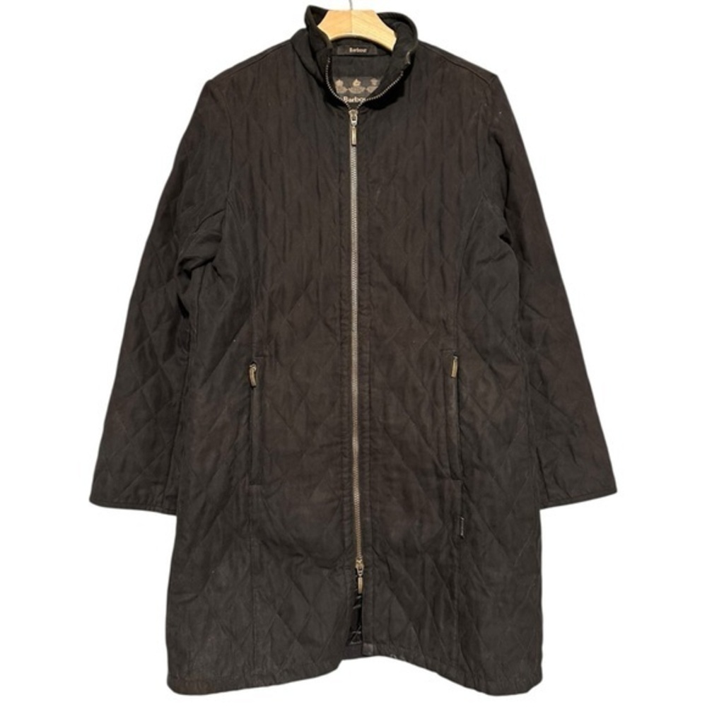Barbour Women’s Size 8 Black Cashmere Touch Classic Mid Length Quilted Jacket